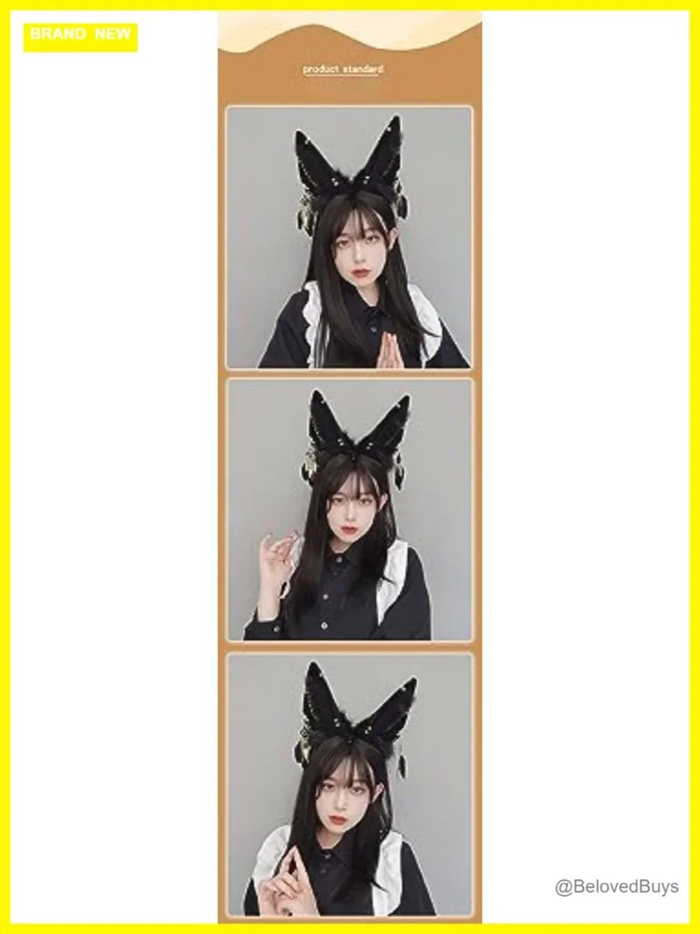 Faux Fur Wolf Ears Headband with Feathers Cat Fox Bunny Halloween Cosplay